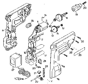 Exploded Diagram A Diagram and Parts List for 9016-04 Type 3 Black and Decker Cordless Drill